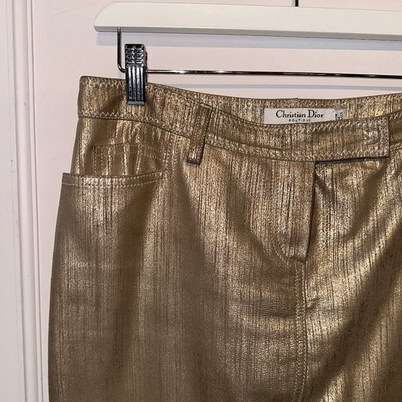 Christian Dior Metallic Gold Goat Suede Skirt - Picture 4 of 12
